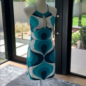Milly retro summer dress, 4. Halter style, open back; waist 27”